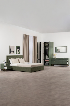 Шкаф-пенал Марион 16.340.01 дымчатый зеленый K521, олива шагрень AG 1050 ПВХ (собирается на любую сторону)