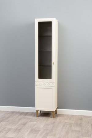 Гостиная Марион композиция 1 слоновая кость С341 PE, слоновая кость 6898 ПВХ, белый PE шагрень (собирается на любую сторону)