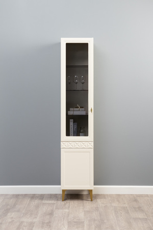 Гостиная Марион композиция 1 слоновая кость С341 PE, слоновая кость 6898 ПВХ, белый PE шагрень (собирается на любую сторону)