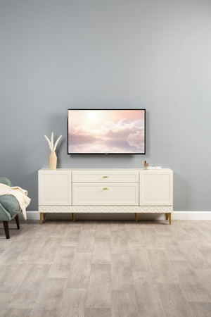 Гостиная Марион композиция 1 слоновая кость С341 PE, слоновая кость 6898 ПВХ, белый PE шагрень (собирается на любую сторону)