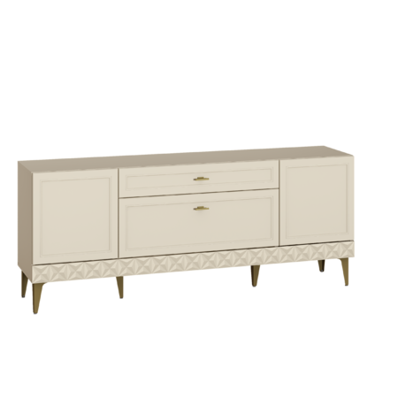 Гостиная Марион композиция 2 слоновая кость С341 PE, слоновая кость 6898 ПВХ, белый PE шагрень (собирается на любую сторону)