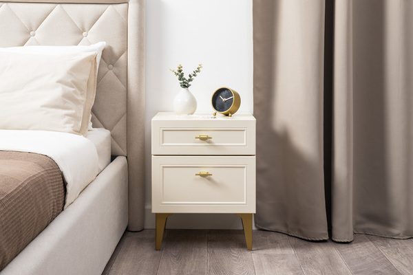 Тумба прикроватная Марион 16.14 слоновая кость С341 PE, слоновая кость 6898 ПВХ, белый PE шагрень