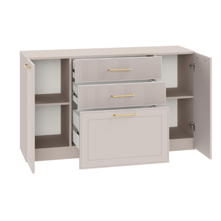 Гостиная Ричфорд композиция 2 без карнизов, кашемир 5981 BS, моно керамика D166-2 ПВХ, белый PE шагрень (собирается на любую сторону)