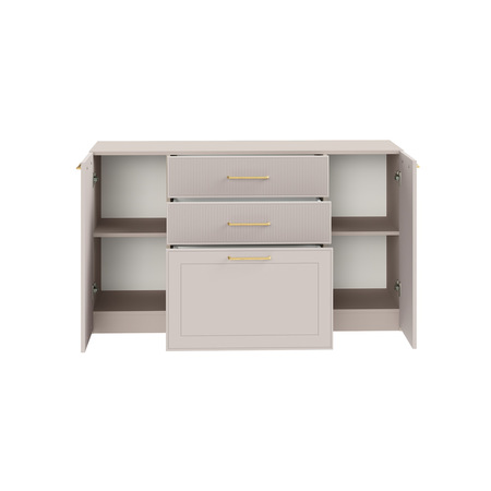 Гостиная Ричфорд композиция 2 без карнизов, кашемир 5981 BS, моно керамика D166-2 ПВХ, белый PE шагрень (собирается на любую сторону)